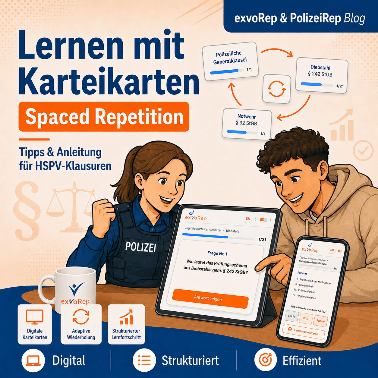 Digitale Karteikarten zum Lernen für Klausuren an der HSPV NRW