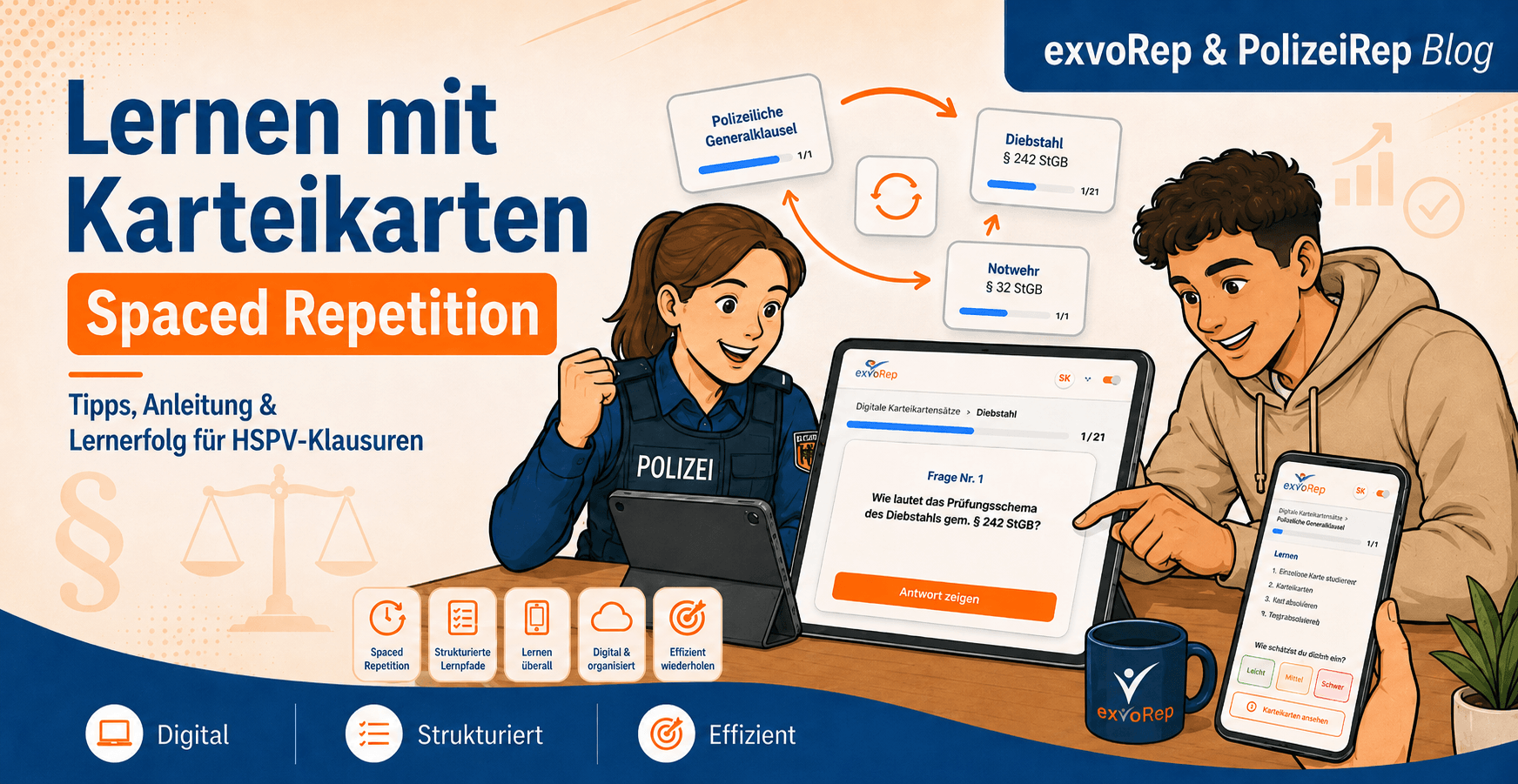 Digitale Karteikarten zum Lernen für Klausuren an der HSPV NRW